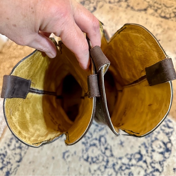 TONY LAMA Embroidered Peacock Feather Brown Leather Stacked Heel 9.5 Wide Calf - Picture 8 of 8